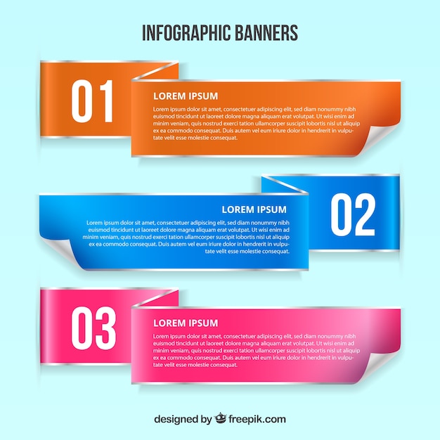 Kostenloser Vektor realistische sammlung von infografik banner