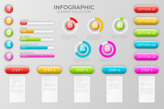 Realistische sammlung von infografik-elementen