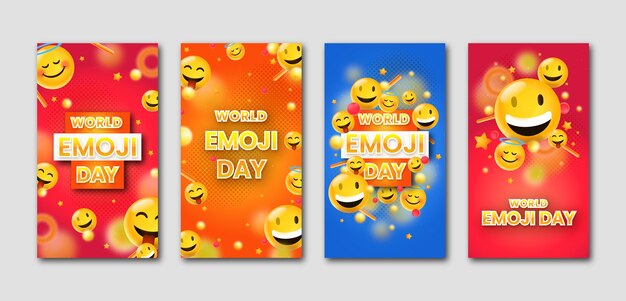 Realistische Sammlung von Instagram-Geschichten zum Welt-Emoji-Tag