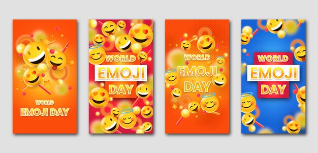 Realistische Sammlung von Instagram-Geschichten zum Welt-Emoji-Tag
