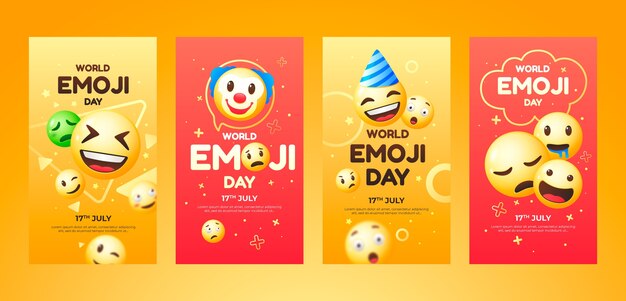 Realistische Sammlung von Instagram-Geschichten zum Welt-Emoji-Tag