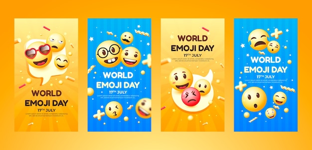 Realistische Sammlung von Instagram-Geschichten zum Welt-Emoji-Tag