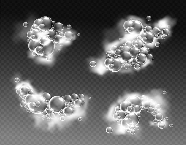 Kostenloser Vektor realistische seifenschaum-kollektion