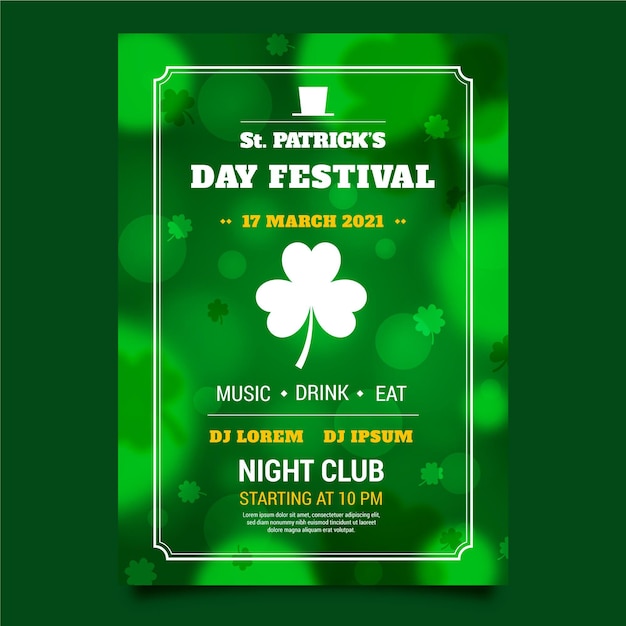 Realistische st. patrick's day flyer vorlage