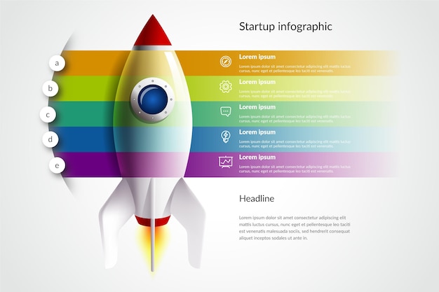 Realistische startup-infografik