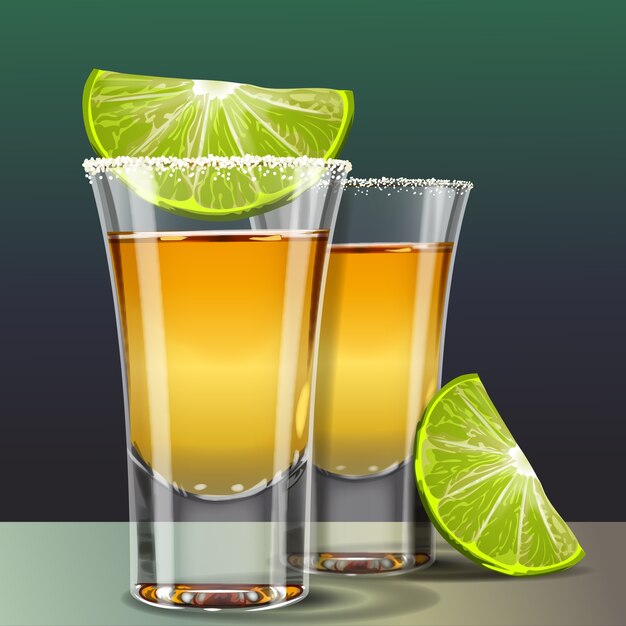Realistische Tequila-Schuss-Illustration