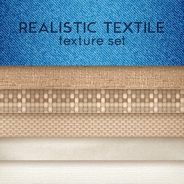 Kostenloser Vektor realistische textilbeschaffenheits-horizontales set