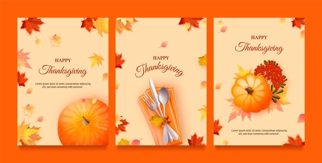 Realistische Thanksgiving-Feier-Grußkarten-Set
