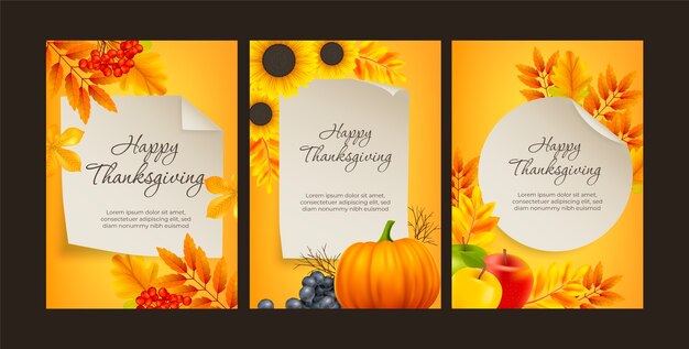 Realistische Thanksgiving-Feier-Karten-Sammlung