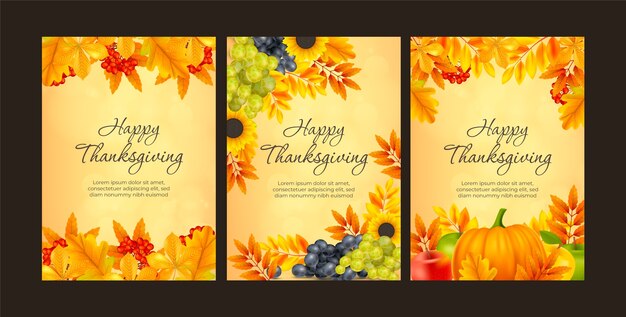 Realistische Thanksgiving-Feier-Karten-Sammlung