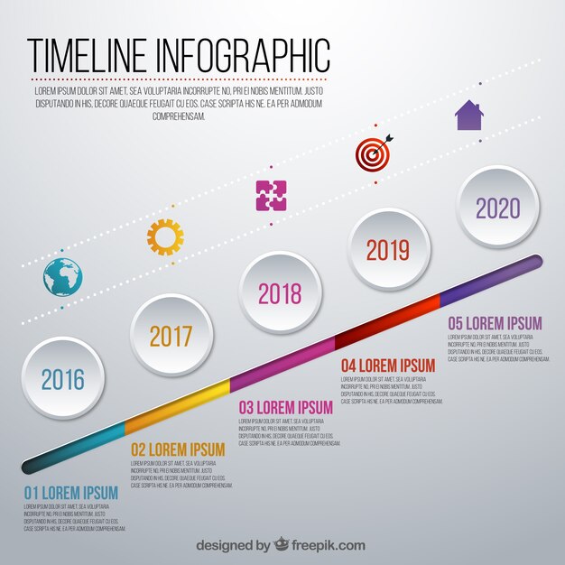 Realistische Timeline Infografik
