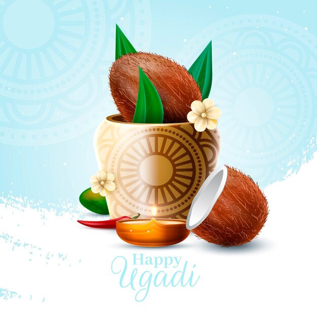 Realistische ugadi traditionelle dekorative Vase