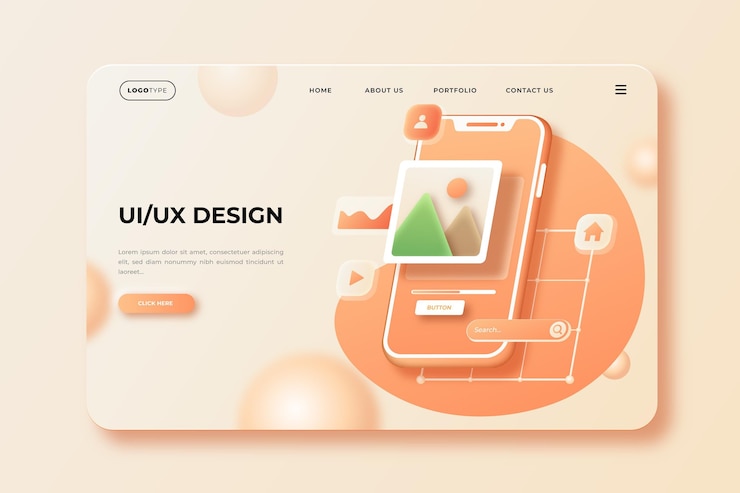Kostenlose Vektor realistische ui/ux-landingpage-vorlage
