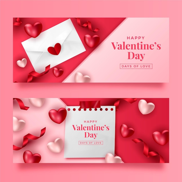 Realistische valentinstag banner