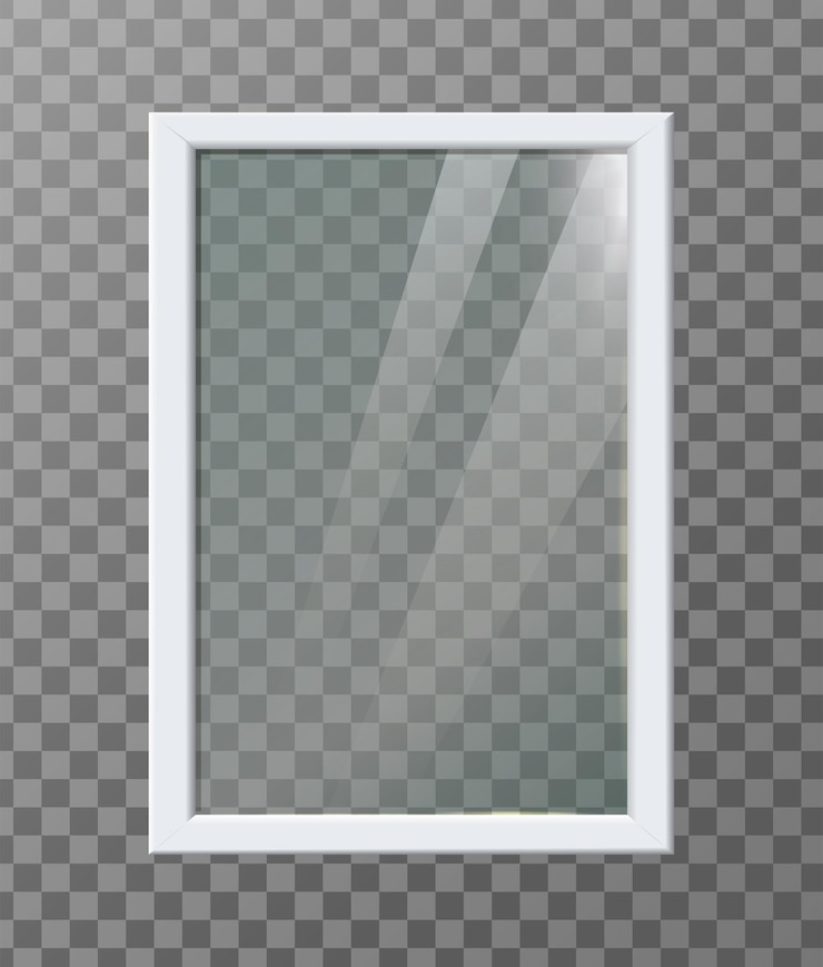 Kostenlose Vektor realistische vektorsymbol-illustration. moderner fensterrahmen aus weißem kunststoff