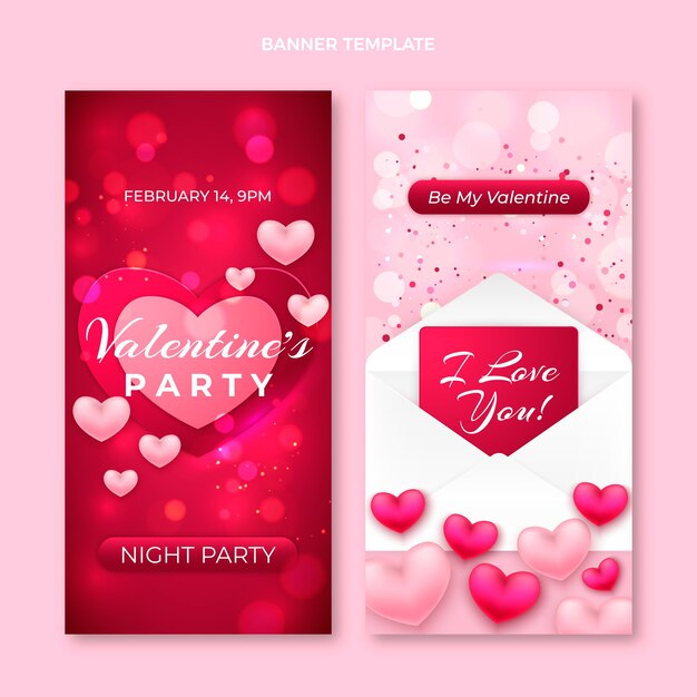 Realistische vertikale Banner zum Valentinstag