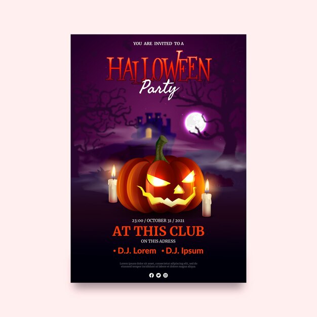 Realistische vertikale Flyer-Vorlage für Halloween-Partys
