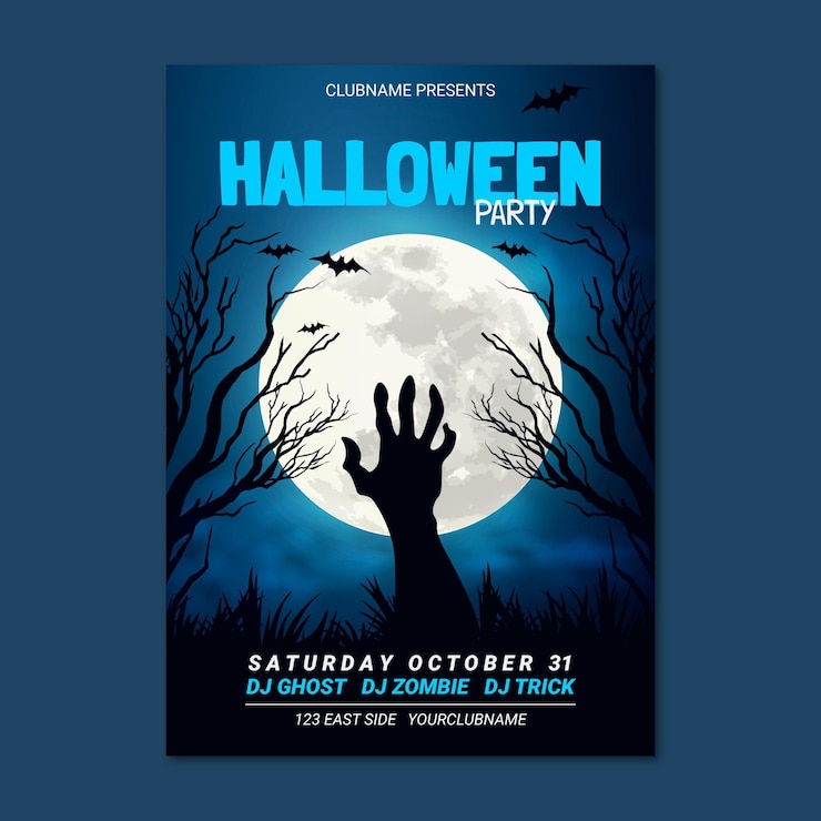 Kostenlose Vektor realistische vertikale halloween-party-flyer-vorlage
