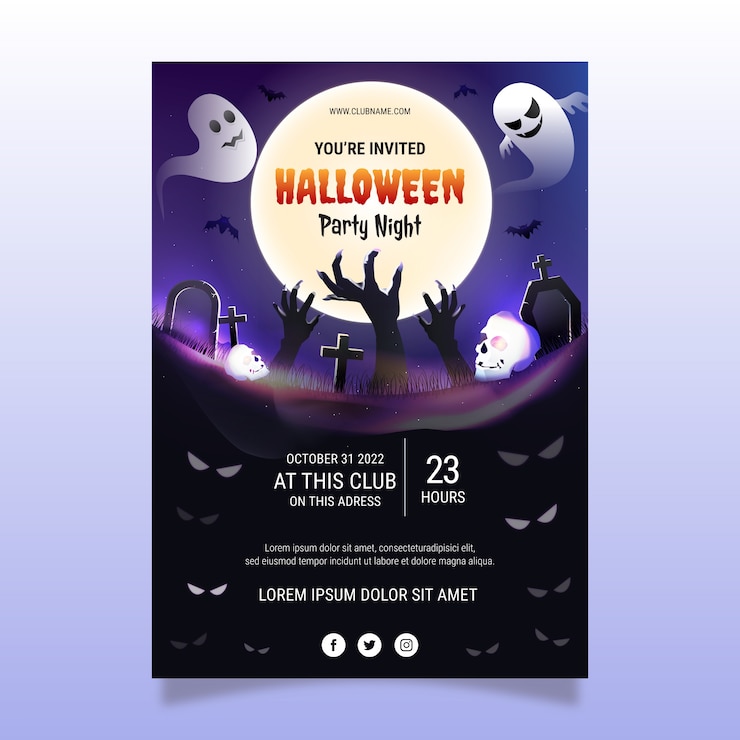Kostenlose Vektor realistische vertikale halloween-plakatschablone