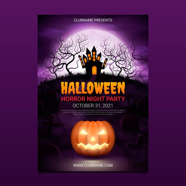 Realistische vertikale Halloween-Plakatschablone