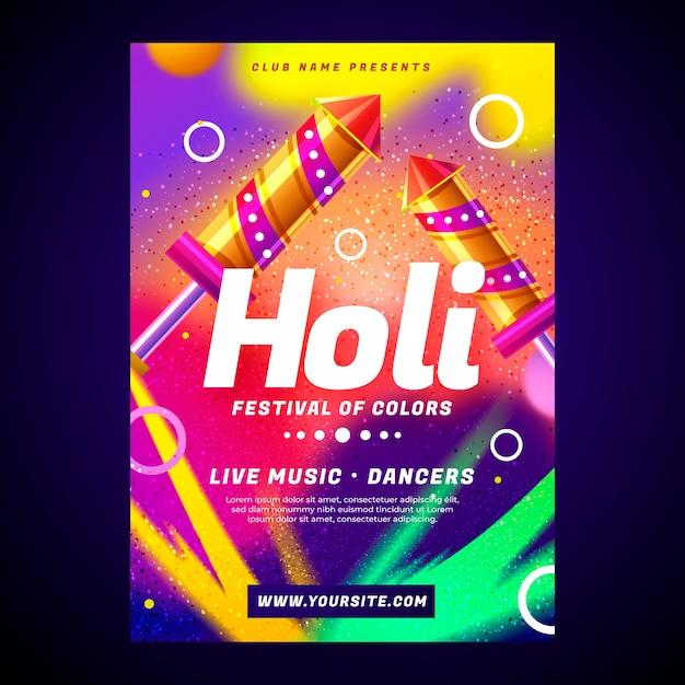 Kostenloser Vektor realistische vertikale holi-flyer-vorlage