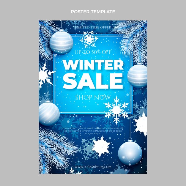 Kostenloser Vektor realistische vertikale plakatvorlage für den winterverkauf