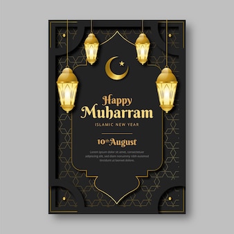 Realistische vertikale plakatvorlage für muharram