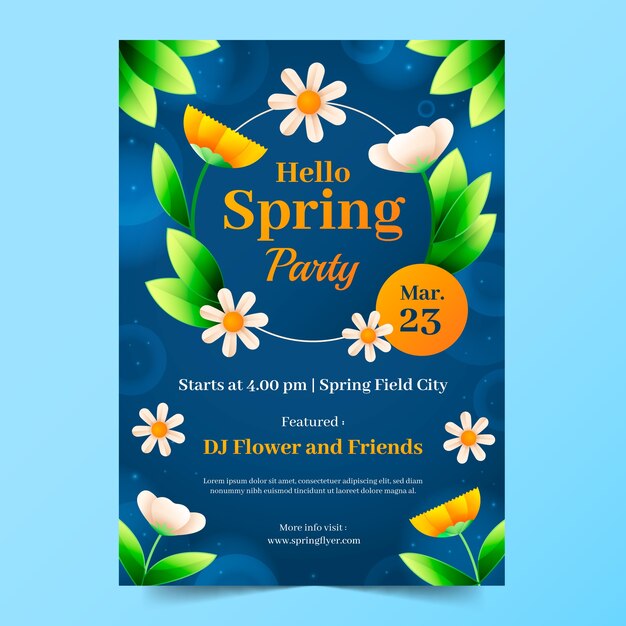 Realistische vertikale Plakatvorlage mit Blumenfrühling