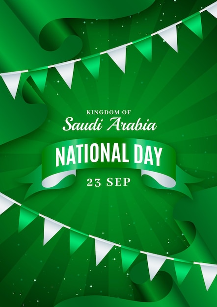 Kostenloser Vektor realistische vertikale plakatvorlage zum saudischen nationalfeiertag