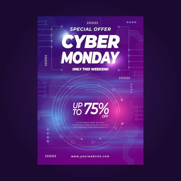 Kostenloser Vektor realistische vertikale postervorlage für cyber monday