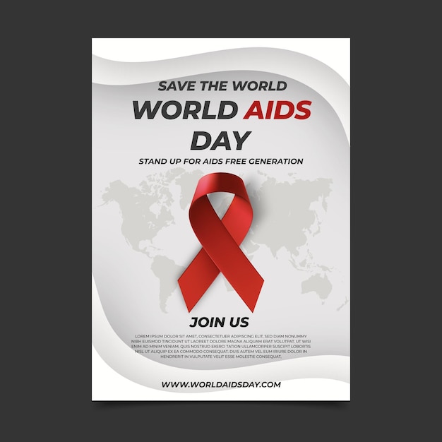 Realistische vertikale postervorlage zum welt-aids-tag