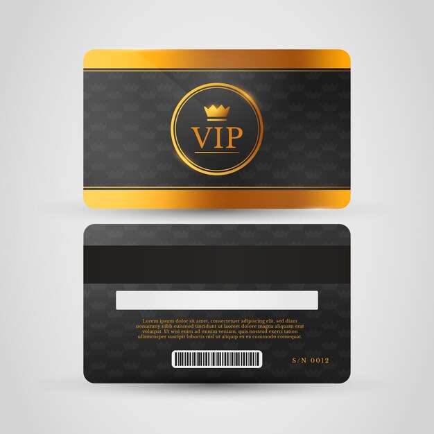 Realistische VIP-Kartenvorlage mit goldenen Details