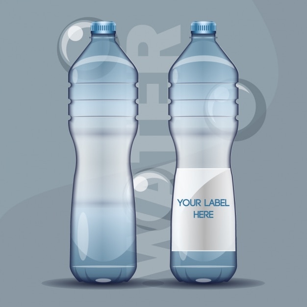 Kostenloser Vektor realistische wasserflaschen mit blasen