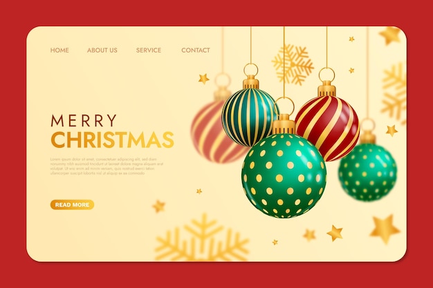 Realistische weihnachts-landingpage-vorlage