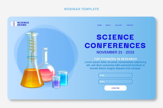 Kostenloser Vektor realistische wissenschaftliche webinar-vorlage