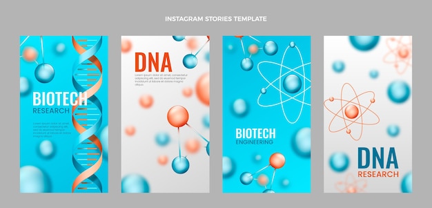 Kostenloser Vektor realistische wissenschafts-dna-instagram-geschichten