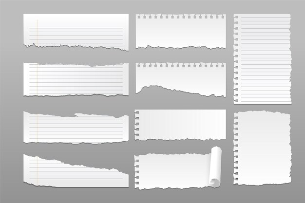 Realistische zerrissene Papiersammlung