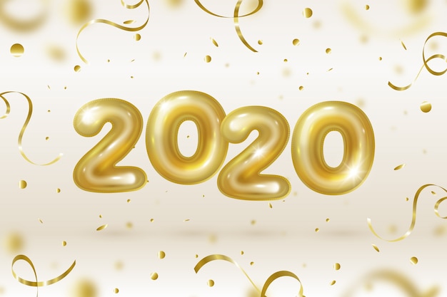 Realistischer Ballonhintergrund des neuen Jahres 2020