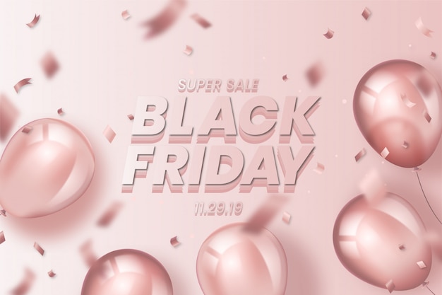 Realistischer black friday-hintergrund mit ballonen