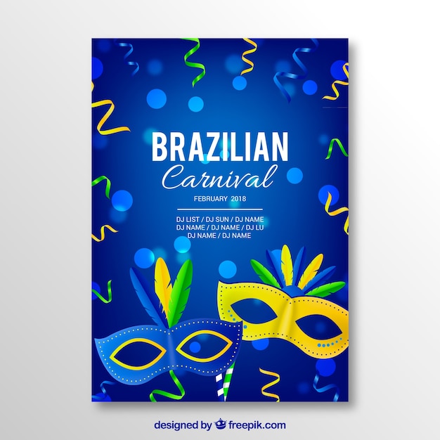 Realistischer brasilianischer karnevalspartyflieger / -plakat