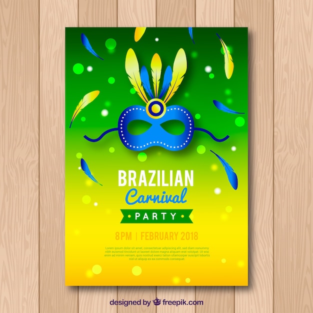 Realistischer brasilianischer karnevalspartyflieger / -plakat