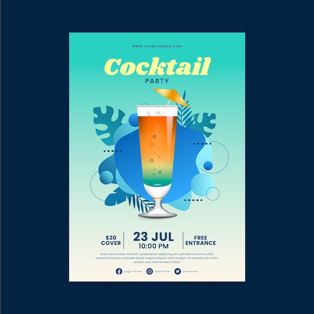 Realistischer cocktail-flyer