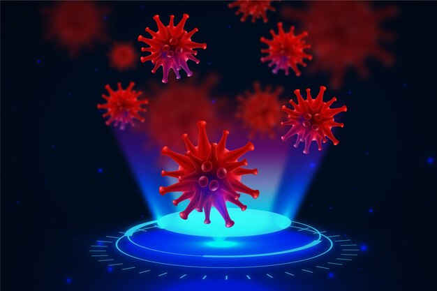 Kostenloser Vektor realistischer coronavirus-hologrammhintergrund