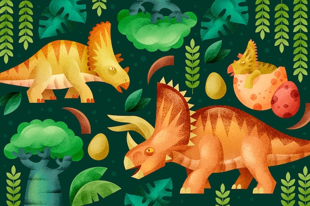 Kostenloser Vektor realistischer dinosaurierillustrationshintergrund