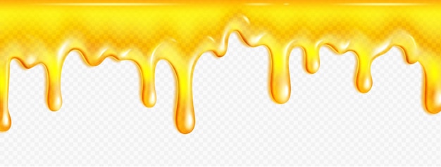 Realistischer geschmolzener Honig auf transparentem Hintergrund