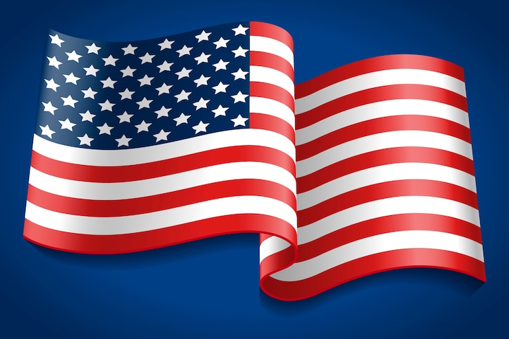 Kostenlose Vektor realistischer hintergrund der amerikanischen flagge