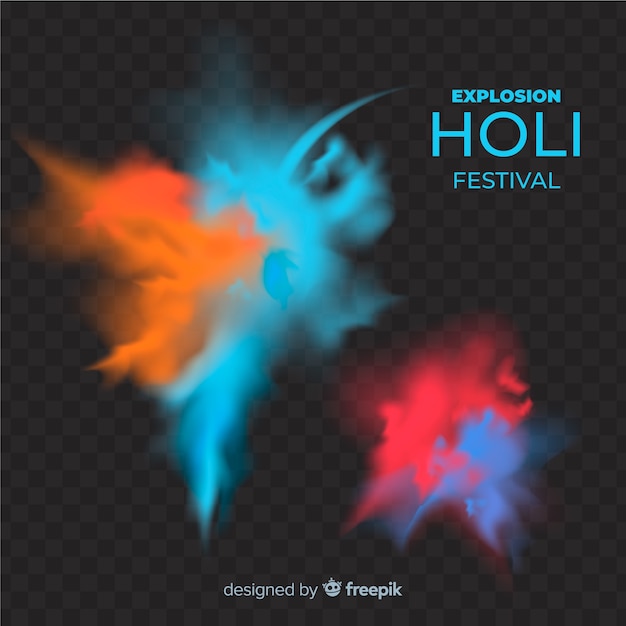 Kostenloser Vektor realistischer hintergrund der explosion holi festival