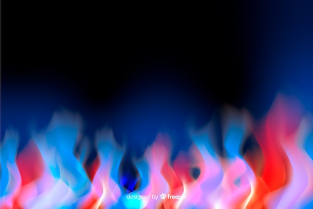 Realistischer hintergrund der roten und blauen flammen