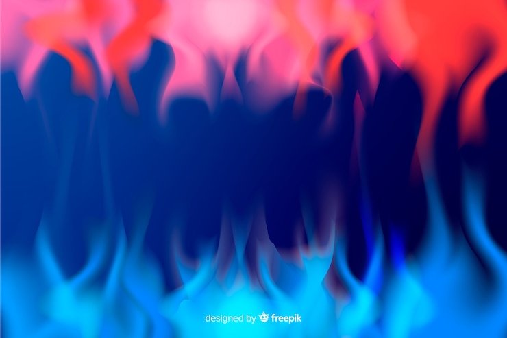 Kostenlose Vektor realistischer hintergrund der roten und blauen flammen