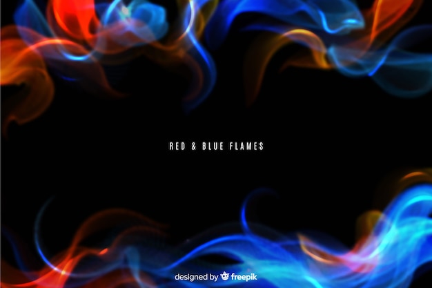 Realistischer Hintergrund der roten und blauen Flammen